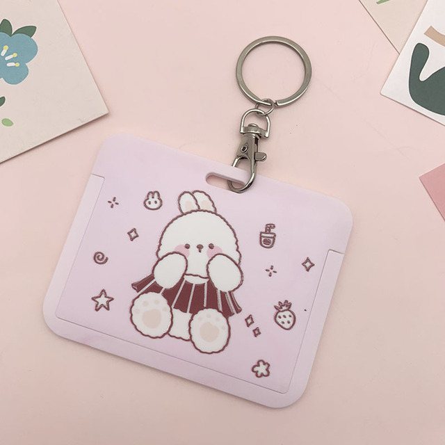 New Women Card Holder Lanyard ID Badge Card Holders Girls Cute Bear Bank Certificate Photocard Name Card Cover Female