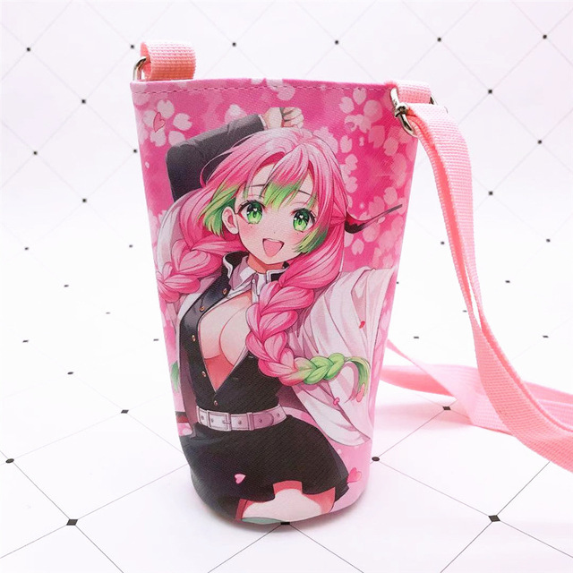 Devil Blade Cartoon Anime Peripheral PU Cup Cover Demon Slayer Kimetsu no Yaiba Kamado Nezuko Student Children Kids Kettle Bag