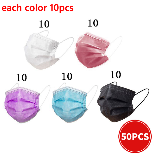 Disposable masks colorful masks mascarillas quiurgicas homology adas black non-woven face masks 3 layer adult mouth caps mascara mask