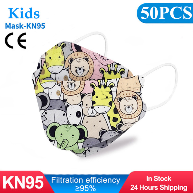 20pcs 3D Cartoon Kn95 Masks Kids N95 Respirator n95mascarillas Enfant Fish 4 Layer Print Dustproof Ffp2 Children Christmas Mask