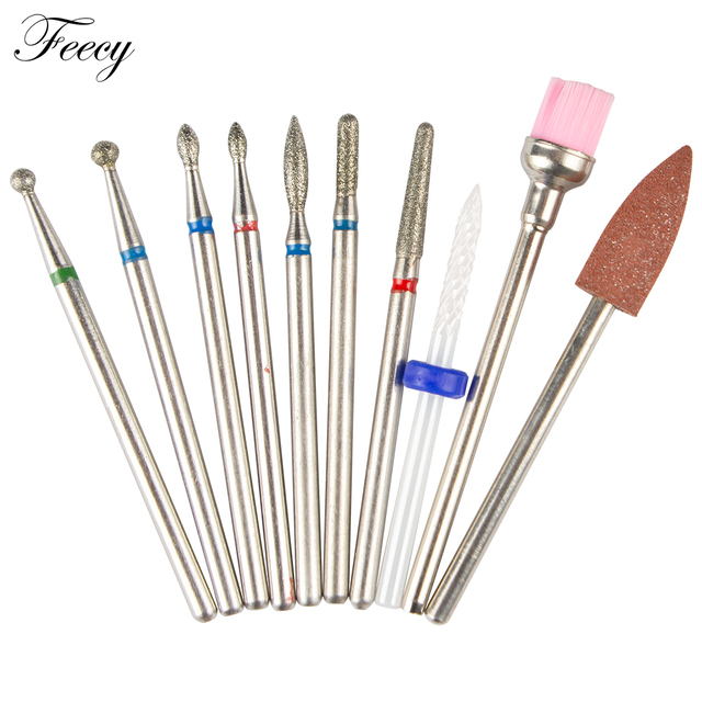 10pcs Ceramic Diamond Grinding Cutter For Manicure Set Nail Bits Grinder Cutters To Remove Gel Varnish Nail Art Accessories