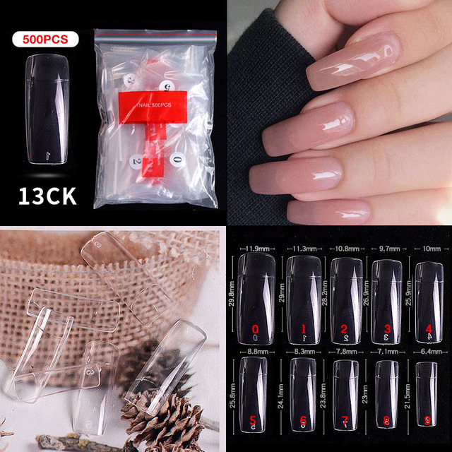 500pcs False Nail Extension Full Cover Fake Nails French False Nail Clear/White False Nail Tips Art Manicure Tool French Nail