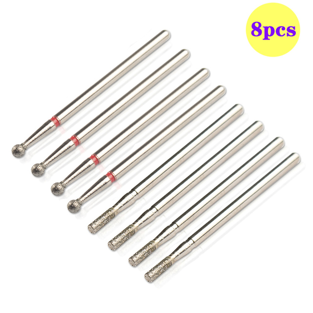 8pcs Diamond Milling Cutter for Manicure Set Nail Drill Bits Accessories Nozzles for Manicure Cutters Pedicure Sanding Nail File