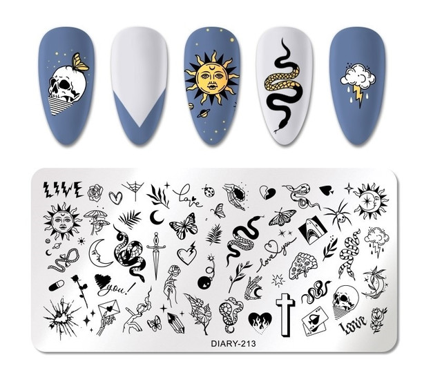 Nail Stamping Plates Natural Animal Snake Scale Flower Grass Tree Theme Image Template Nail Art Template Decoration 42 Designs