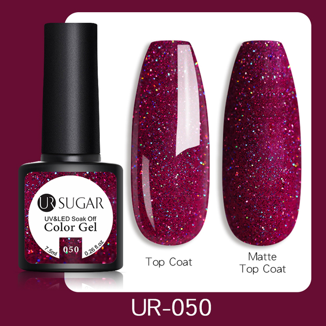 UR SUGAR 7.5ml Glitter UV Gel Polish Bling Sequins Rose Gold Silver Soak Off Manicure Nail UV Gel Polish Lacquer Base