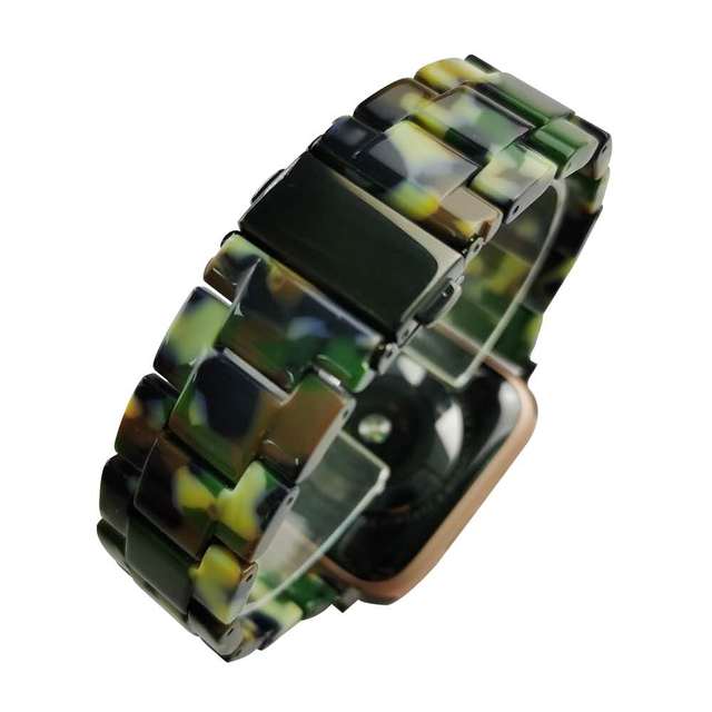 Replacement Resin Tortoise Shell Lines Watch Strap Bracelet For Apple Watch Series 5/4/3/2/1 42mm 44mm 38 and 40mm Leopard Print