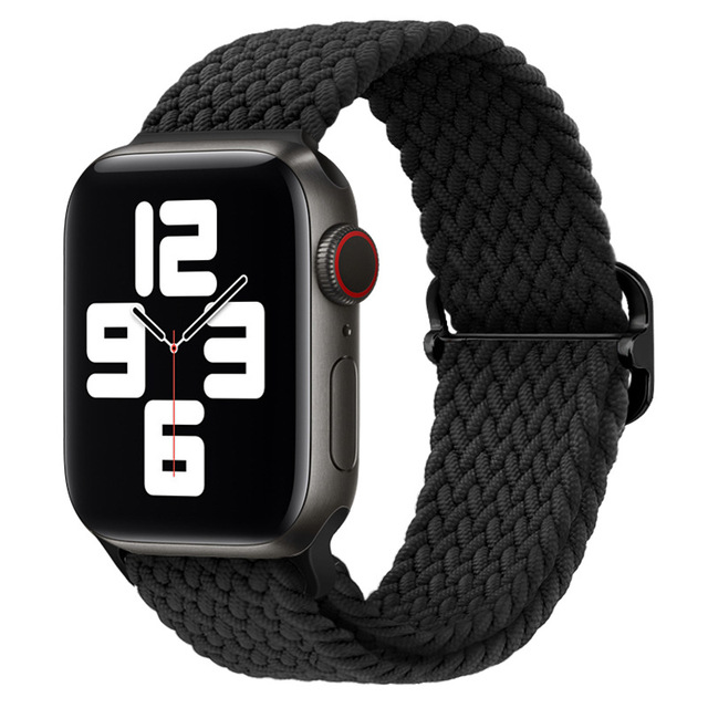 Braided Solo Loop Ring for Apple Watch 44mm 40mm 42mm 38mm Elastic Nylon Fabric Bracelet for iWatch 3 4 5 SE 6 Adjustable Buckle