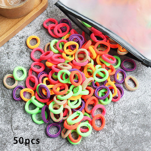 Toddler Hair Bands Baby Girl Children Headbands Colorful Elastic Hair Tie Nylon Scrunchie Hair Rope 50/100pcs Hair Accessories