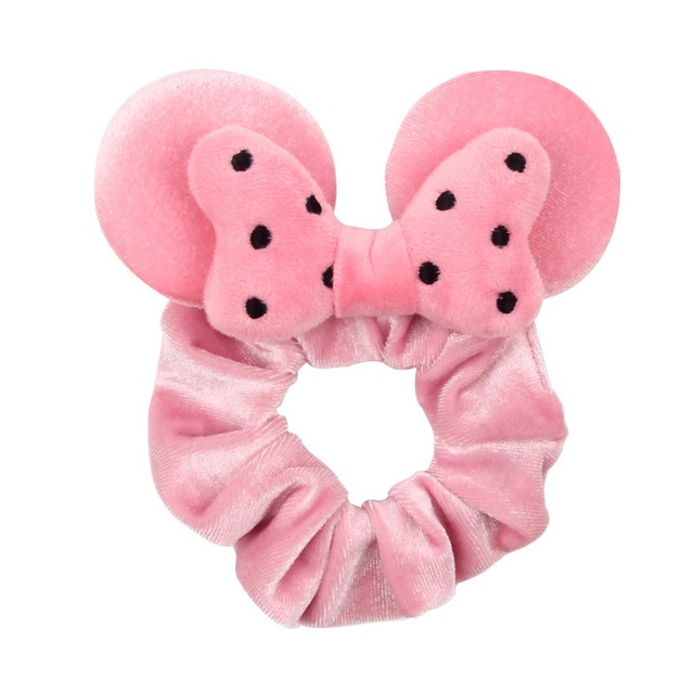 Little Girls Hair Band Kids Mickey Minnie Soft Hair Bow Children Sequin Velvet Ponytail Holders Baby No Damage Rubber Hair Tie