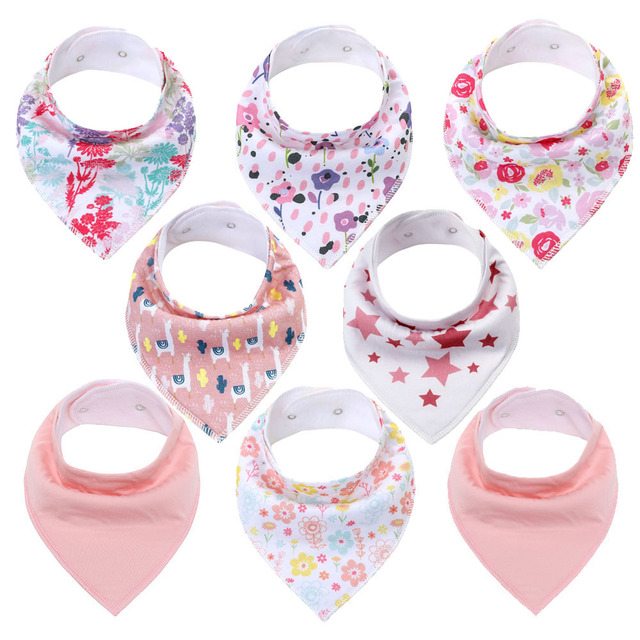 8pcs Baby Bibs Baby Saliva Bobble Bibs Unisex Bibs Set for Drooling and Teething 100% Organic Cotton Newborn Absorbent Soft Bibs