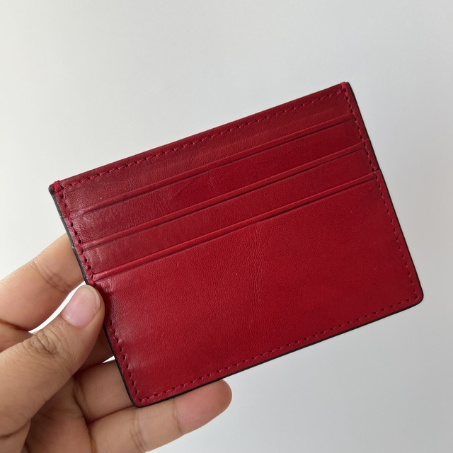 Free Custom Leather Card Case 100% Cowhide Credit Card Holder Mini Wallet Men Women Pocket Card Wallet With 6 Card Slots