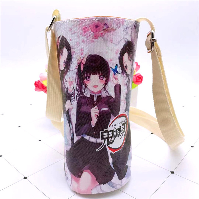 Devil Blade Cartoon Anime Peripheral PU Cup Cover Demon Slayer Kimetsu no Yaiba Kamado Nezuko Student Children Kids Kettle Bag