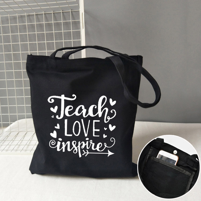 Teacher life rainbow small cotton bag teacher canvas bag graduation gifts tote big teachers appreciation or year-end gift