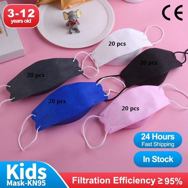 Fish Shape Desechables Mascarillas fpp2 Ninos 3-12 años 4D Negra Masuqe Enfant Kids Breath kn95cakes Baby ffp2 Mask Infantil