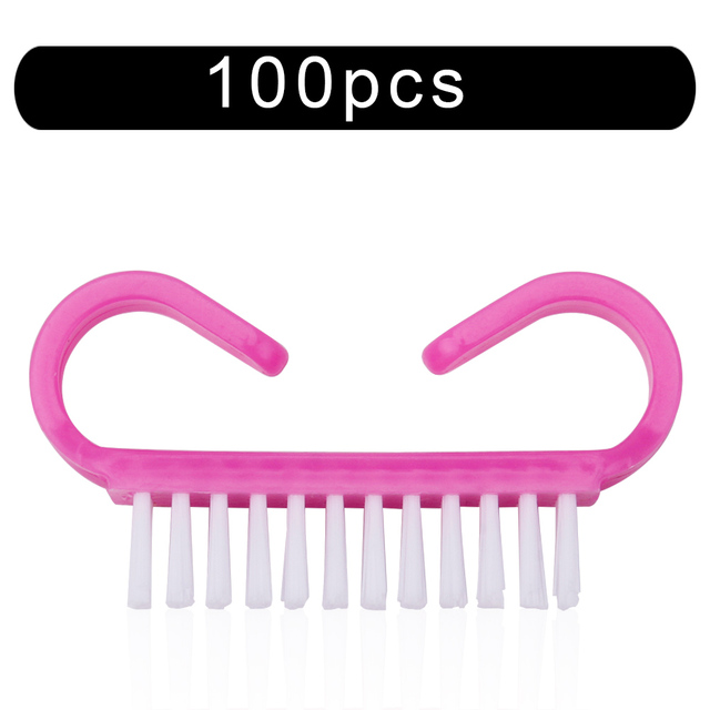 10/50/100pcs New Acrylic Nail Cleaning Brush Dust Removal Brush Nail Pedicure Plastic Gel Manicure Brushes Handle Scrubbing Tool