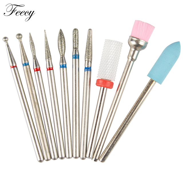 10pcs Ceramic Diamond Grinding Cutter For Manicure Set Nail Bits Grinder Cutters To Remove Gel Varnish Nail Art Accessories