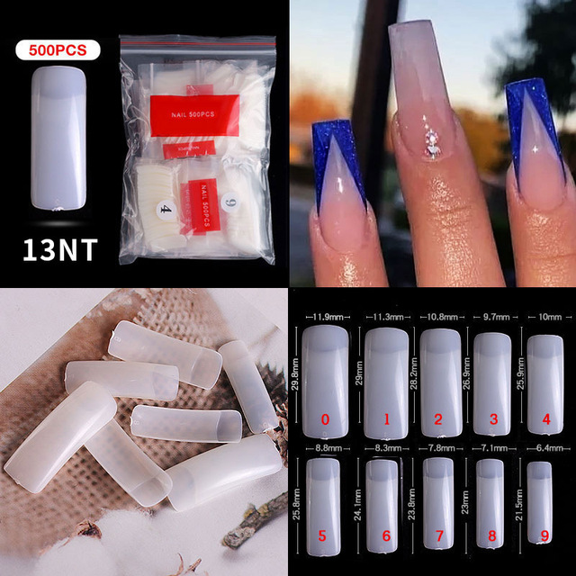 500pcs False Nail Extension Full Cover Fake Nails French False Nail Clear/White False Nail Tips Art Manicure Tool French Nail