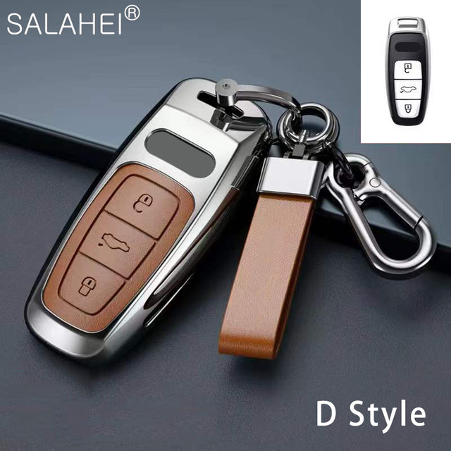 New Fashion Zinc Alloy and Leather Car Key Case Cover for Audi A3 A4 A5 C5 C6 8L 8P B6 B7 B8 C6 RS3 RS6 Q3 Q7 TT 8L 8V S6 S4 S3