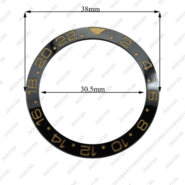 NEITON 38mm Ceramic Bezel GMT & Diving Watch Insert for 40mm Men's Watch Watches Replacement Watch Accessories Simple Dial Watch Bezel Ins