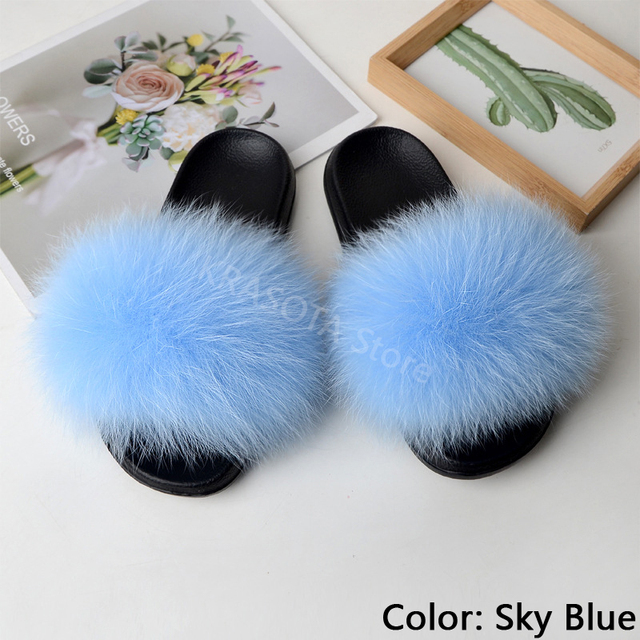 Natural Fur Slippers Women Home Fluffy Slippers House Furry Slides Luxury Summer Flip Flops with Real Fur Wholesale Dropshipping