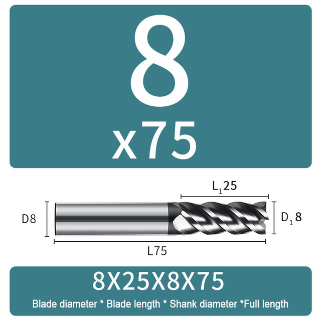 Carbide Milling Cutter 4 Flute Harden Tungsten Alloy Steel Face End Mill Lengthening 16mm 150mm Computer Tools Stainless Special HRC 65