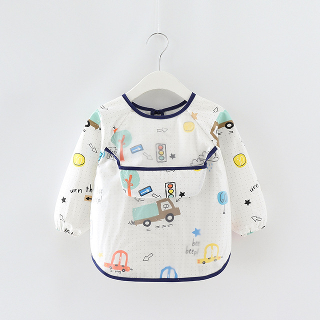 Baby Kids Toddler Long Sleeve Waterproof Scarf Art Smock Feeding Bib Pocket Infant Boys Girls Burp Cloths Bandana Bibs