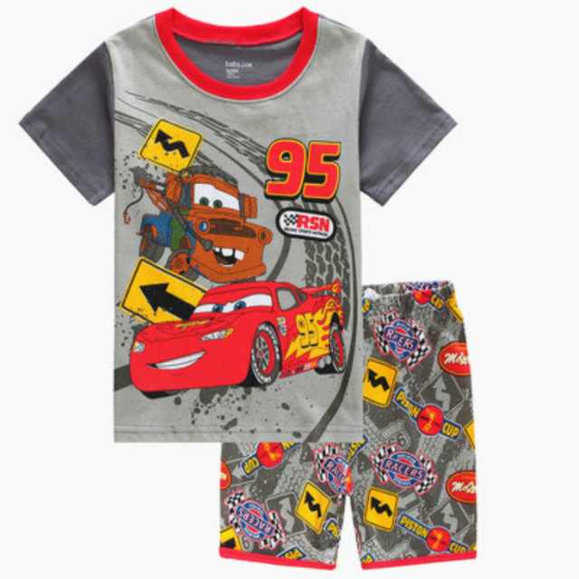 Children's short-sleeved cotton pajamas summer clothes children's sleepwear cartoon T-shirt spiderman