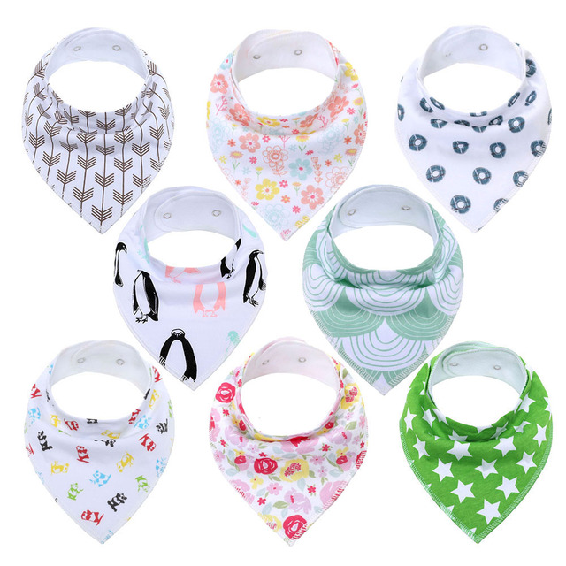 8pcs Baby Bibs Baby Saliva Bobble Bibs Unisex Bibs Set for Drooling and Teething 100% Organic Cotton Newborn Absorbent Soft Bibs