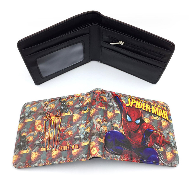 Disney Marvel Animation Peripheral Spiderman Short Leather Wallets Wallet Purse For Men Unique Wallet Wallet Women