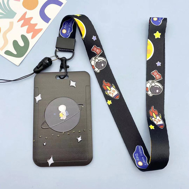 New Cartoon Space ID Credit Bank Card Holder Students Bus Visiting Card Case Door ID Badge Cards Cover for Women Men Pendants