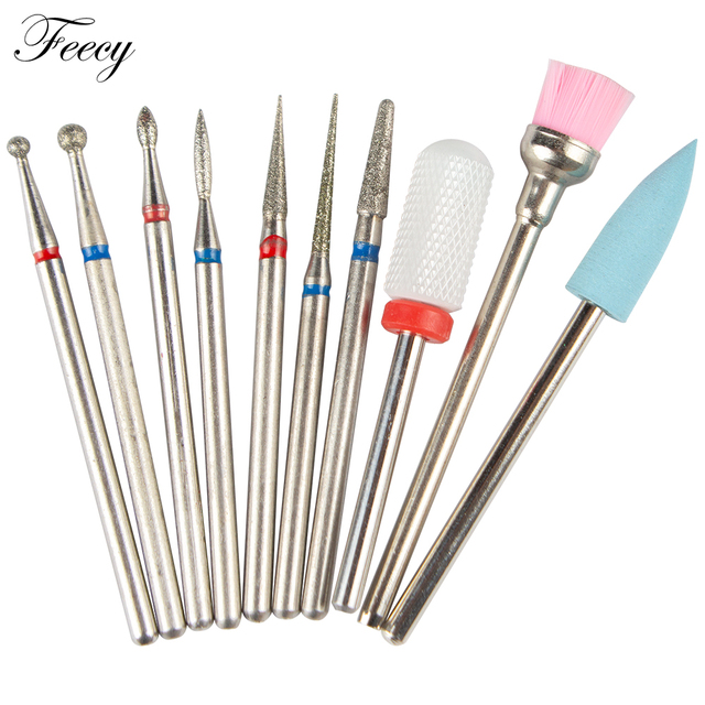 10pcs Ceramic Diamond Grinding Cutter For Manicure Set Nail Bits Grinder Cutters To Remove Gel Varnish Nail Art Accessories