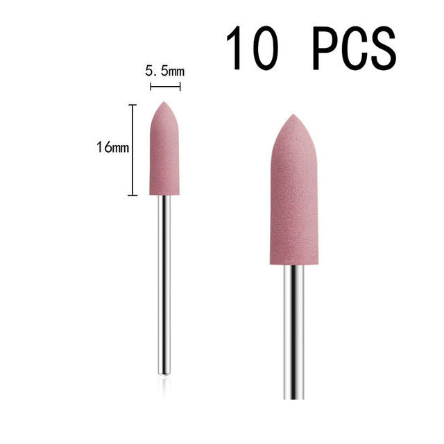 10pcs/set Silicone Rubber Polisher Grinding Head 2.35mm Shank Nail Bits Nail Electric Manicure Drill Machine Accessory