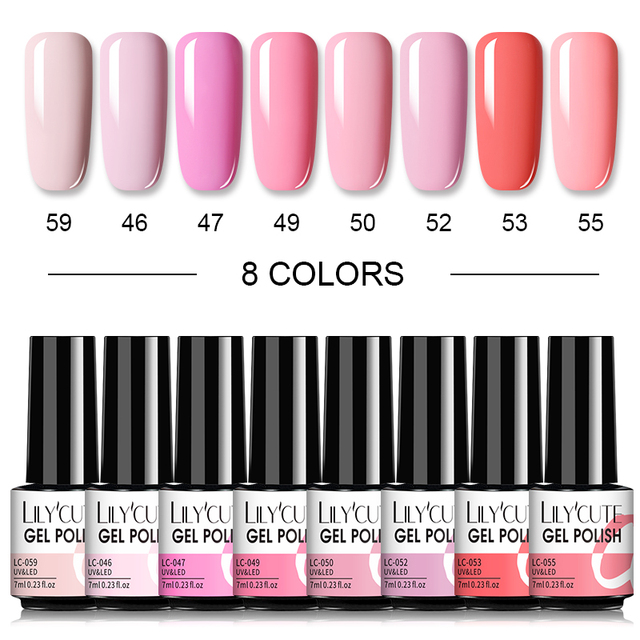 LILYCUTE 20/10/8pcs Set UV Gel Nail Polish Set 7ml Multicolor Semi-Permanent Long Lasting Led Gel Varnish Soak Off Nail Gel