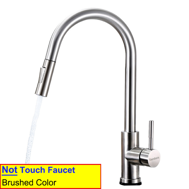 Gold Touch Filter Kitchen Mixer Tap Dual Handle Hot Cold Brass Kitchen Sink Faucets Smar Sensor Touch Pull Out Kitchen Faucets