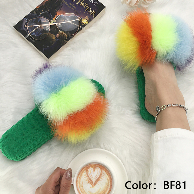 Ladies Slippers Flat Flip Flops Women Shoes Soft Luxury House Platforms Sandals Real Fur Slides Summer Fluffy Fashion Slippers