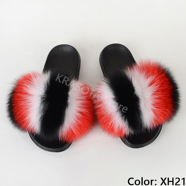 Natural Fur Slippers Women Home Fluffy Slippers House Furry Slides Luxury Summer Flip Flops with Real Fur Wholesale Dropshipping