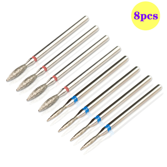 8pcs Diamond Milling Cutter for Manicure Set Nail Drill Bits Accessories Nozzles for Manicure Cutters Pedicure Sanding Nail File