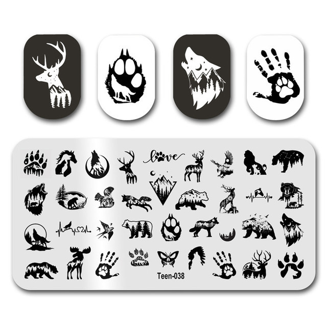 Nail Stamping Plates Natural Animal Snake Scale Flower Grass Tree Theme Image Template Nail Art Template Decoration 42 Designs