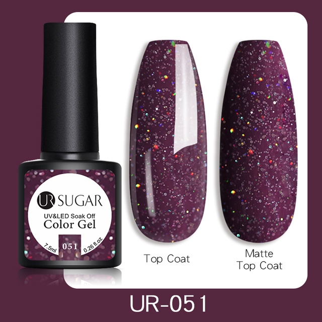 UR SUGAR 7.5ml Glitter UV Gel Polish Bling Sequins Rose Gold Silver Soak Off Manicure Nail UV Gel Polish Lacquer Base