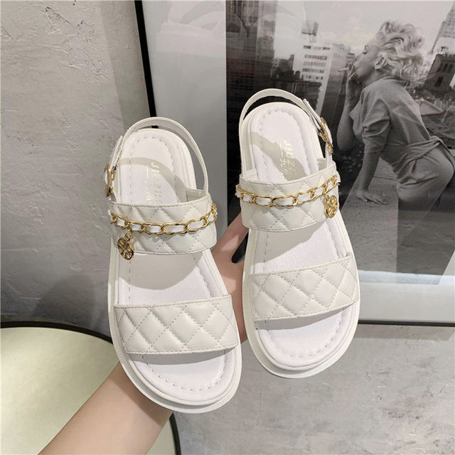 Women's Faux Leather Skirt Female Sandals 2020 Summer Fashion Sports Joker Flats For Women Ins Rome Platform Sandals Women