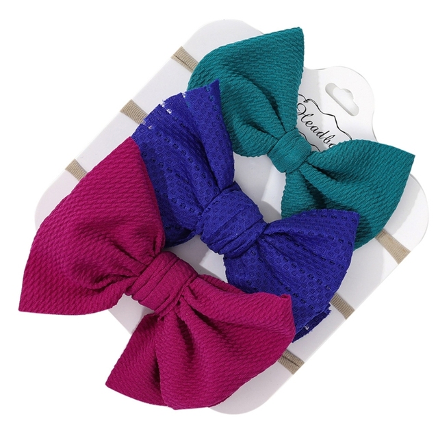 3pcs/set Baby Girls Lovely Bow Hairband Elastic Wide Headband Stretch Knot Headbands Turban Headdress Clothes Accessory