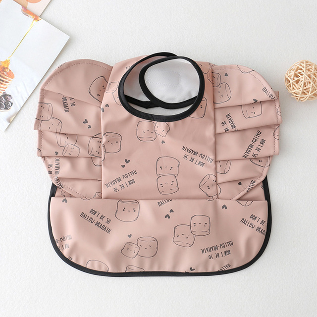 Waterproof Baby Food Eating Baby Bibs PU Cartoon Smock For Babies Feeding Clothes Sleeveless Bib With Pocket Newborn Baby Bib