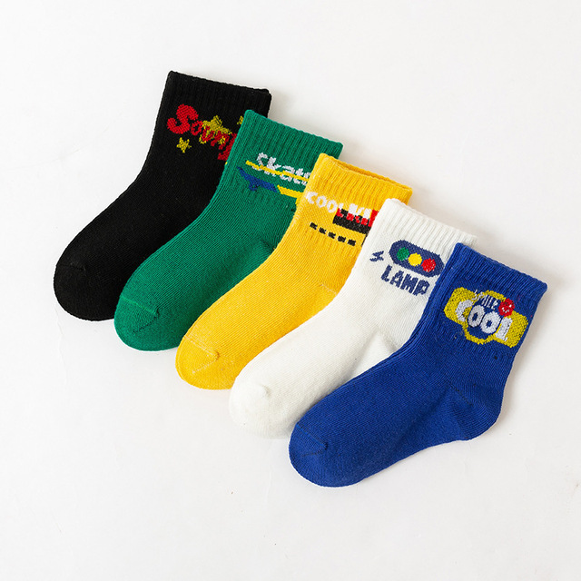 2022 5pairs/lot Children Cotton Boys Girls Socks Cute Cartoon Pattern Kids Socks for Baby Boy Girl Sport Pattern Suitable for 1-12Y