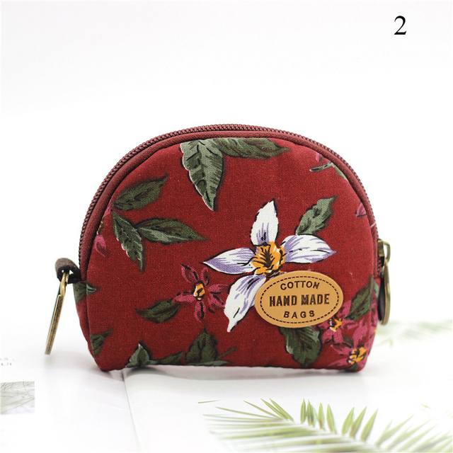 Fashion Brand Wallet Women Lovely Bowknot Flower Print Small Coin Bag Wallet Canvas Zipper Female Coin Purse Purse Earphone