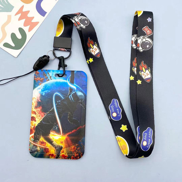 New Cartoon Space ID Credit Bank Card Holder Students Bus Visiting Card Case Door ID Badge Cards Cover for Women Men Pendants