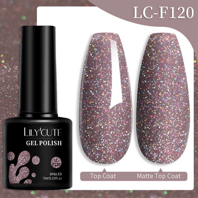 LILYCUTE 7ml Glitter Gel Nail Polish Laser Sequins Soak Off UV Gel Semi Permanent Colored Nails Gel Polish DIY Nail Art Esmalte