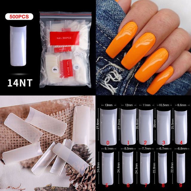 500pcs False Nail Extension Full Cover Fake Nails French False Nail Clear/White False Nail Tips Art Manicure Tool French Nail