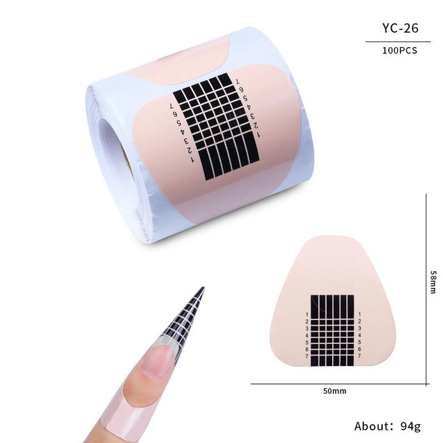 50pcs/100pcs Pro Square/Rhombus/Stiletto Longer Shape Nail Acrylic Nails UV Gel Nail Extension Guide Form Self Adhesive Sticker