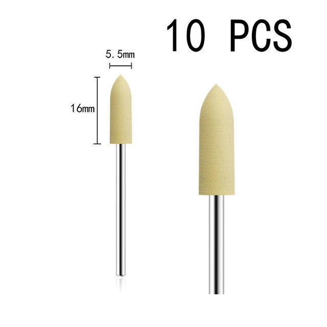 10pcs/set Silicone Rubber Polisher Grinding Head 2.35mm Shank Nail Bits Nail Electric Manicure Drill Machine Accessory