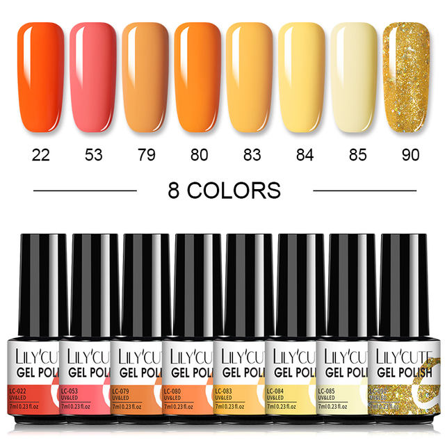 LILYCUTE 20/10/8pcs Set UV Gel Nail Polish Set 7ml Multicolor Semi-Permanent Long Lasting Led Gel Varnish Soak Off Nail Gel